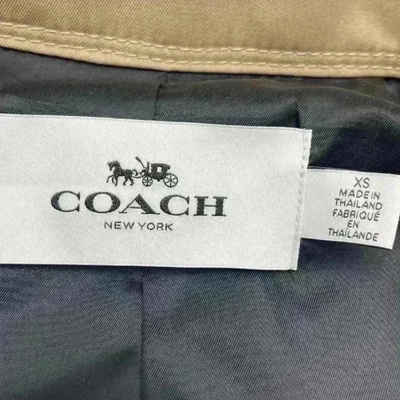 NWOT Coach Khaki and Leopard Belted Short trench coat size xs - Picture 12 of 17